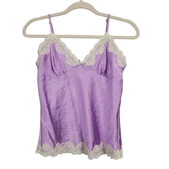 Vtg Y2K No Boundaries Satin Camisole Tank Top Sz S Lilac Lace Boho Fairy Grunge - Picture 1 of 7